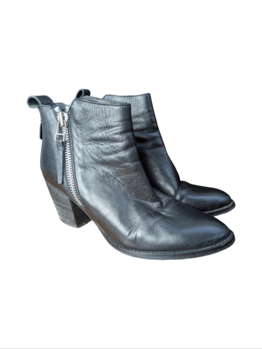 Monk & Lou Leather Zip Ankle Booties Western Moto Punk Size 8.5 EU 39